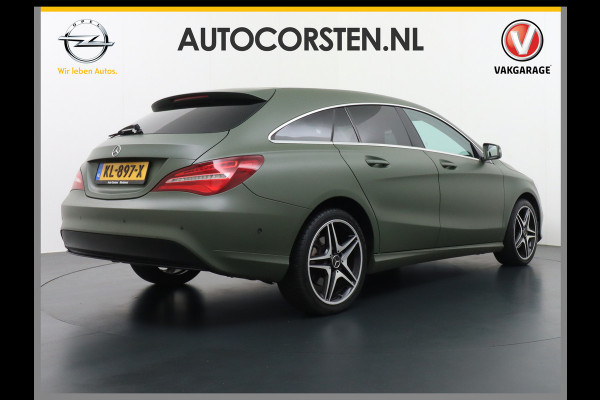 Mercedes-Benz CLA-Klasse Shooting Brake 180 18"Lmv AMG Sportstoelen Navi High-performance-LED Pdc Cruise Night Pakket Urban Pakket Control Ambition Zitcomfortpakket Parkeerpilot Led Bluetooth Camtronic Privacy Glas Garmin® MAP PILOT Voorzien van een Groen-grijze-wrap