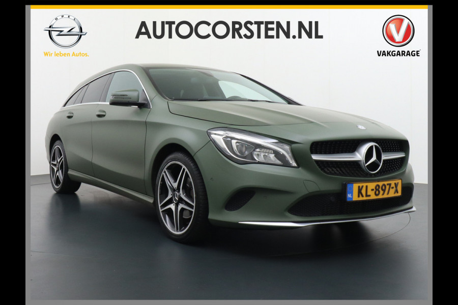 Mercedes-Benz CLA-Klasse Shooting Brake 180 18"Lmv AMG Sportstoelen Navi High-performance-LED Pdc Cruise Night Pakket Urban Pakket Control Ambition Zitcomfortpakket Parkeerpilot Led Bluetooth Camtronic Privacy Glas Garmin® MAP PILOT Voorzien van een Groen-grijze-wrap