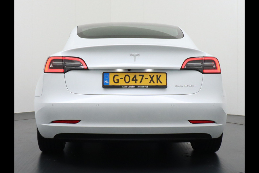 Tesla Model 3 Long Range 75kWh 463PK FSD-mogelijk Premium Audio 4wd Lmv 18" AutoPilot Panoramadak Camera's Leder Adaptive-CruiseControl-Stop&G Stoel en achterbank verwarming Keyless Electr.Stoelen+Memory+Easy-Entry WiFi Origineel Nederlandse auto, 1e Eigenaar, Grootste accu, Tot 16,5kwh thuis laden.