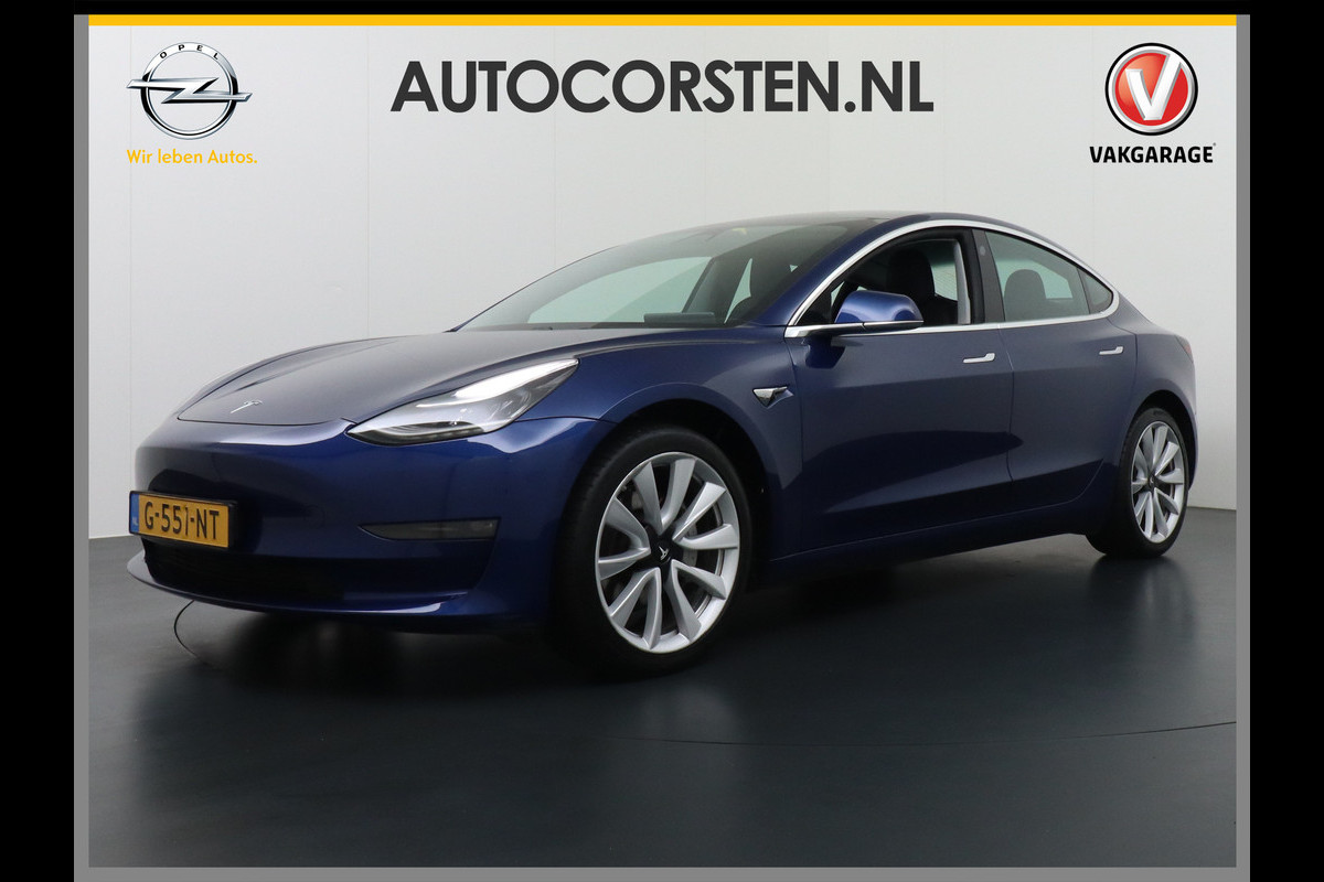 Tesla Model 3 Long Range 75kWh 463PK FSD-Full Self Driving Computer-3 Premium Audio 4wd Lmv 19" AutoPilot Panoramadak Camera's Leder Adaptive- Stoel en achterbank verwarming Keyless Electr.Stoelen+Memory+Easy-Entry WiFi Origineel Nederlandse auto, 1e Eigenaar, Grootste accu, Tot 16,5kwh thuis laden.