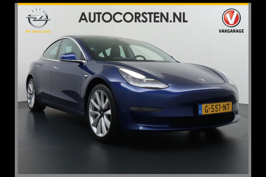 Tesla Model 3 Long Range 75kWh 463PK FSD-Full Self Driving Computer-3 Premium Audio 4wd Lmv 19" AutoPilot Panoramadak Camera's Leder Adaptive- Stoel en achterbank verwarming Keyless Electr.Stoelen+Memory+Easy-Entry WiFi Origineel Nederlandse auto, 1e Eigenaar, Grootste accu, Tot 16,5kwh thuis laden.