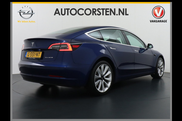 Tesla Model 3 Long Range 75kWh 463PK FSD-Full Self Driving Computer-3 Premium Audio 4wd Lmv 19" AutoPilot Panoramadak Camera's Leder Adaptive- Stoel en achterbank verwarming Keyless Electr.Stoelen+Memory+Easy-Entry WiFi Origineel Nederlandse auto, 1e Eigenaar, Grootste accu, Tot 16,5kwh thuis laden.