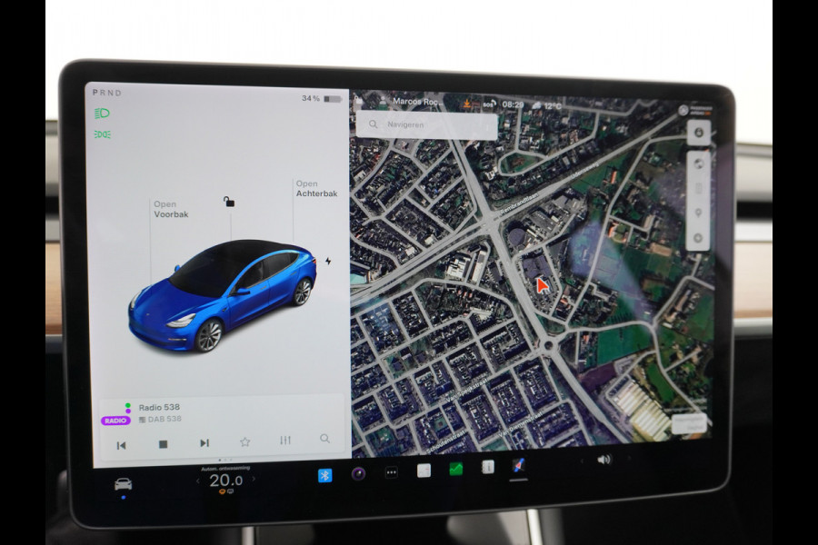 Tesla Model 3 Long Range 75kWh 463PK FSD-Full Self Driving Computer-3 Premium Audio 4wd Lmv 19" AutoPilot Panoramadak Camera's Leder Adaptive- Stoel en achterbank verwarming Keyless Electr.Stoelen+Memory+Easy-Entry WiFi Origineel Nederlandse auto, 1e Eigenaar, Grootste accu, Tot 16,5kwh thuis laden.