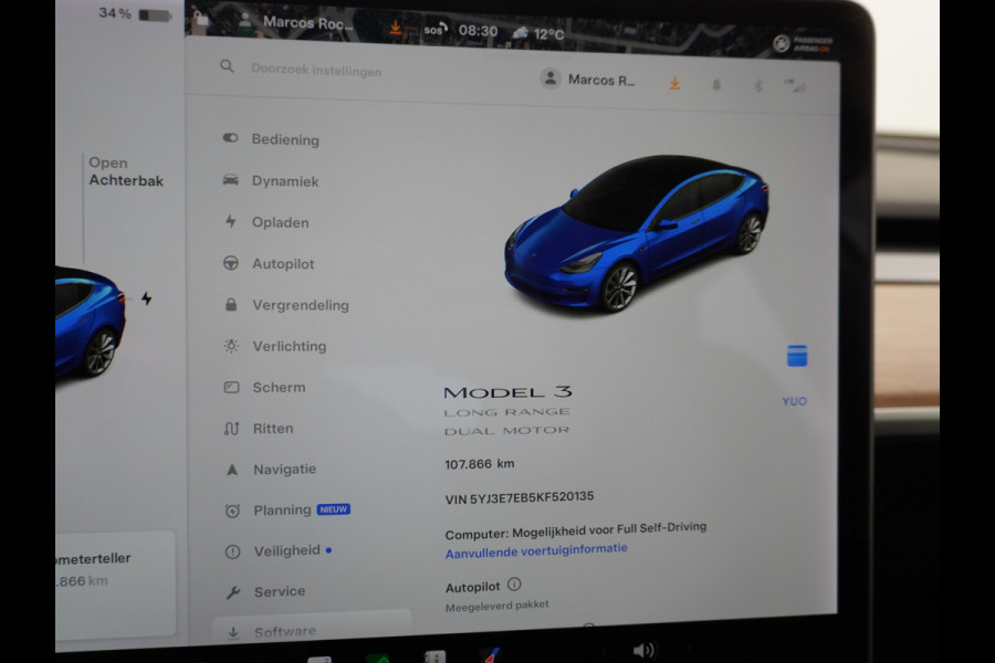 Tesla Model 3 Long Range 75kWh 463PK FSD-Full Self Driving Computer-3 Premium Audio 4wd Lmv 19" AutoPilot Panoramadak Camera's Leder Adaptive- Stoel en achterbank verwarming Keyless Electr.Stoelen+Memory+Easy-Entry WiFi Origineel Nederlandse auto, 1e Eigenaar, Grootste accu, Tot 16,5kwh thuis laden.