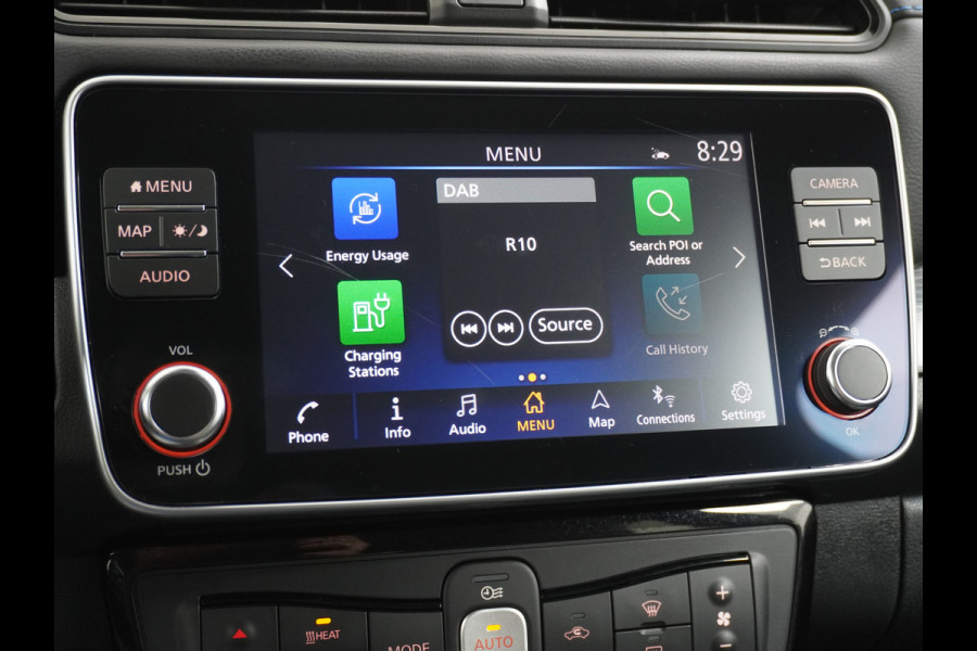 Nissan Leaf E+ 62 kWh LEDER Camera Grootste ACCU! Trekhaak Apple Carplay Android Auto Adapt.Cruise-Control Navi Ecc Bluetooth DAB Keyless Le Verwarmd Lederen Stuur Isofix e+ N-Connecta