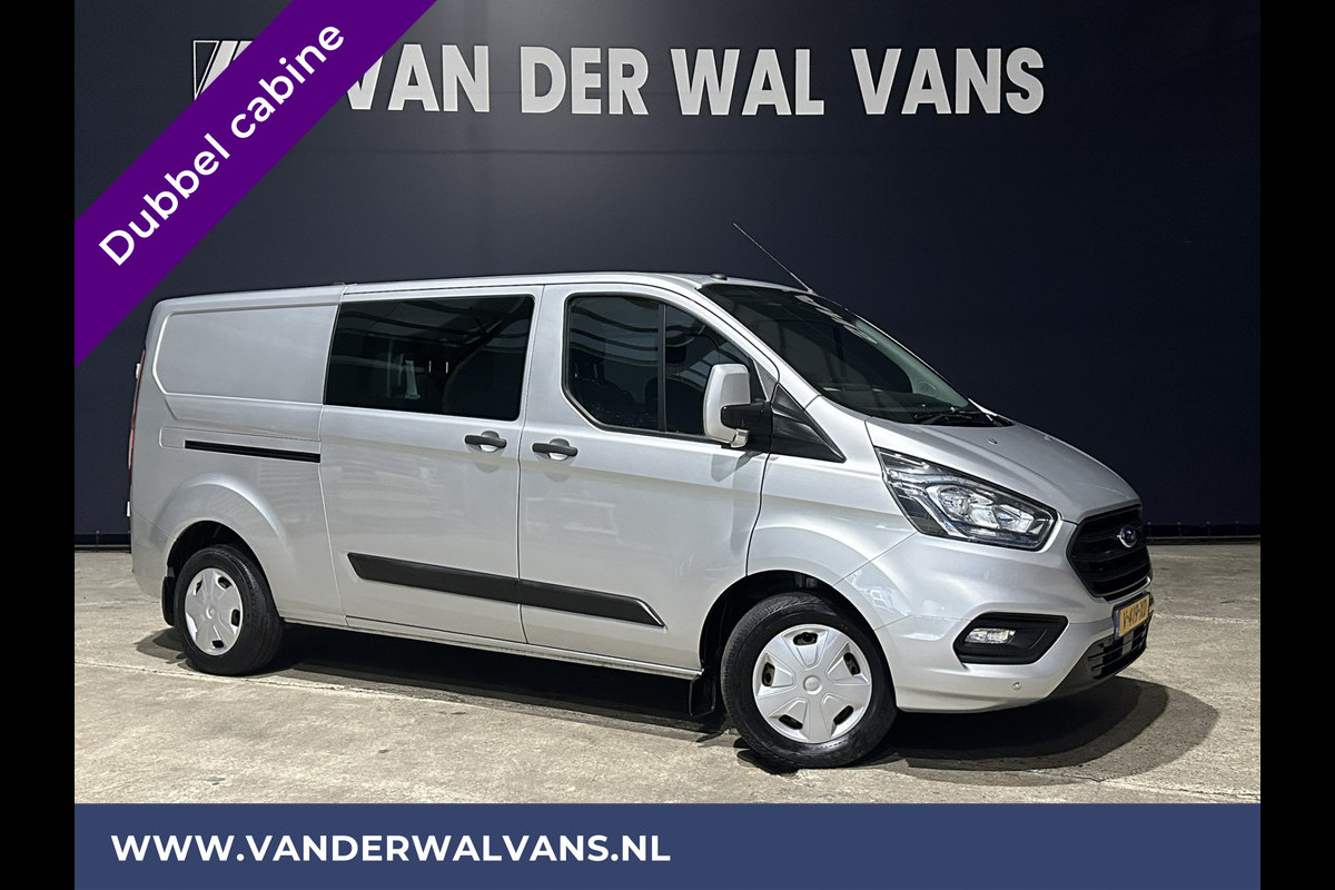 Ford Transit Custom 2.0 TDCI 131pk L2H1 Dubbele Cabine Euro6 Airco | 5-Zits | Navigatie | Camera | 2800kg Trekhaak | LED Cruisecontrol, Verwarmde voorruit, Stoelverwarming, Parkeersensoren