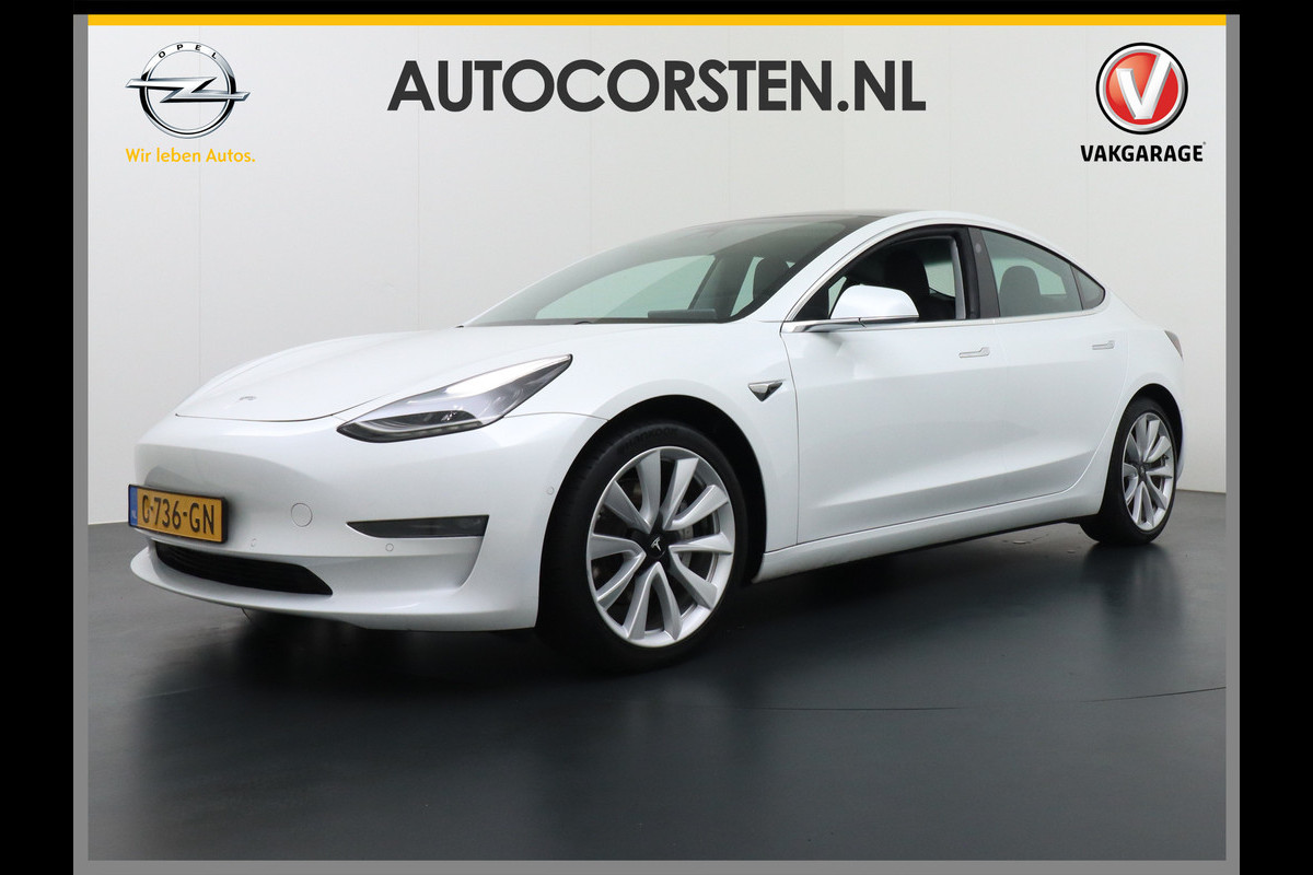 Tesla Model 3 Long Range 75 kWh 463PK FSD-vb.19" Premium-Audio 4wd AutoPilot Pano.dak Camera Leer Adaptive-Cruise+Stop&Go  PDC-A+Voor Wifi Ecc Veel grip door AWD vierwielaandrijving.  Origineel Nederlandse auto ! 1e eigenaar 60k nieuw