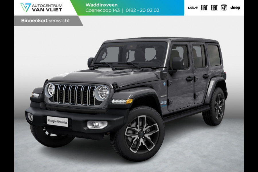 Jeep Wrangler Unlimited 4xe 380 Sahara | MY25 | Sky One-Touch Power Soft Top | 20" met M+S banden | Geel kenteken !