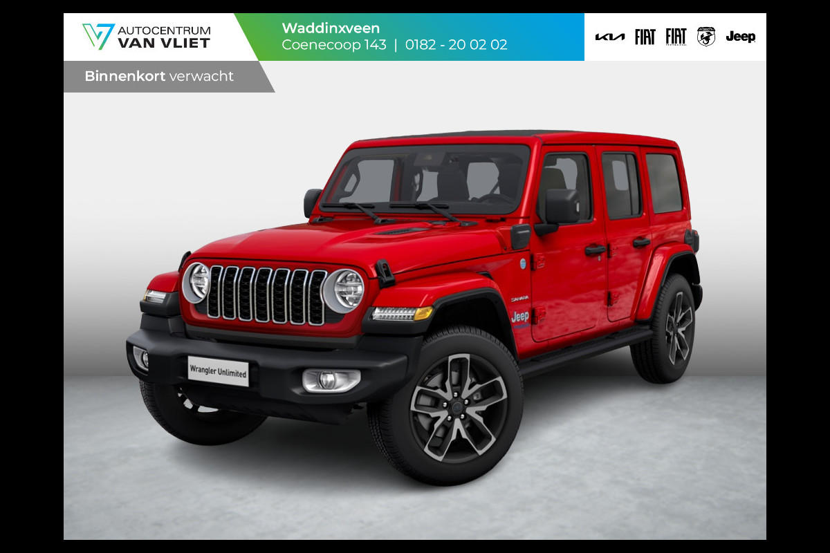 Jeep Wrangler Unlimited 4xe 380 Sahara | MY25 | Sky One-Touch Power Soft Top | 20" met M+S banden | Geel kenteken !