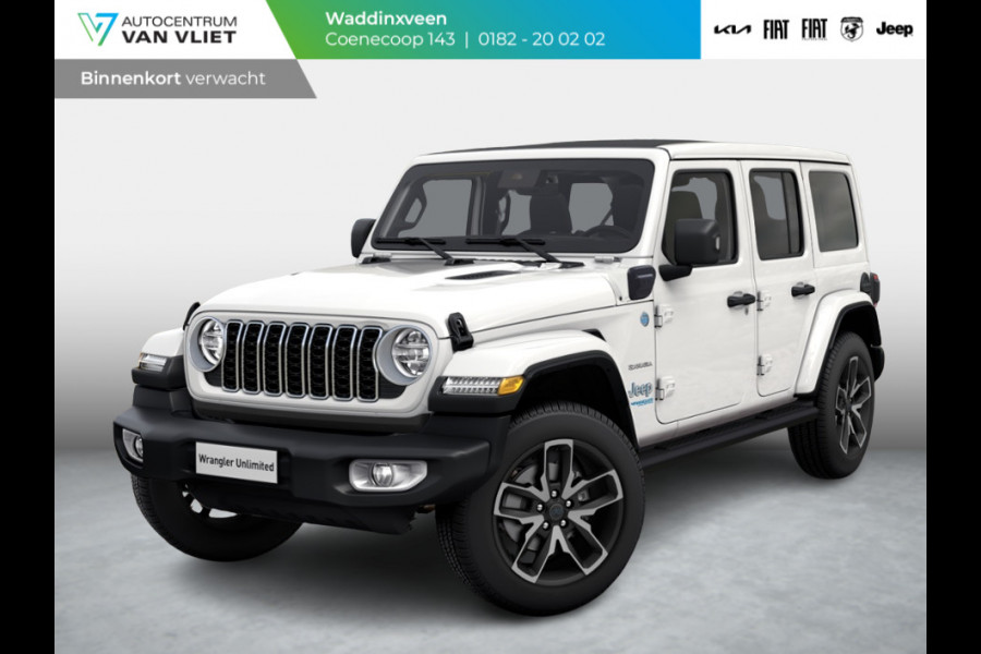 Jeep Wrangler Unlimited 4xe 380 Sahara | MY25 | Sky One-Touch Power Soft Top | 20" met M+S banden | Geel kenteken !