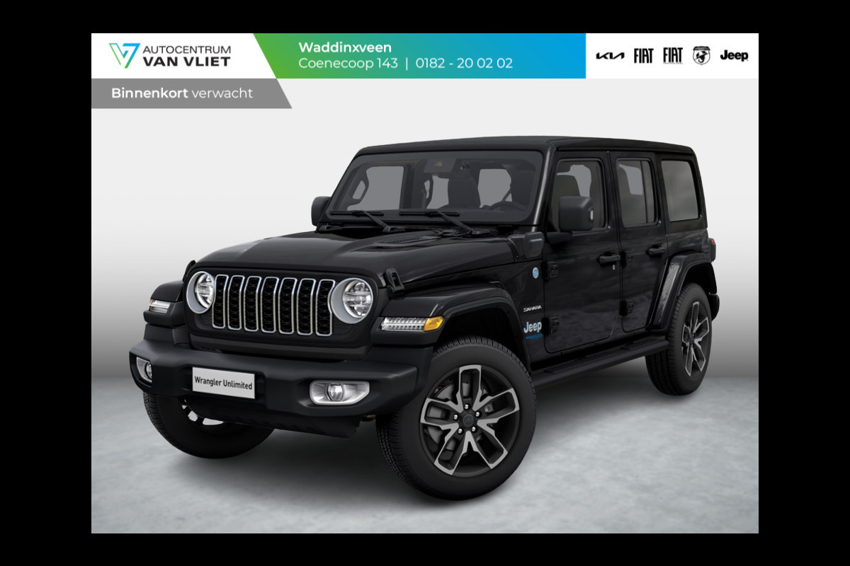 Jeep Wrangler Unlimited 4xe 380 Sahara | MY25 | Sky One-Touch Power Soft Top | 20" met M+S banden | Geel kenteken !