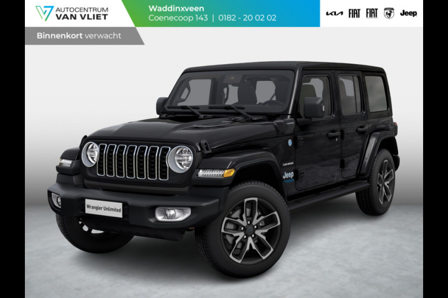 Jeep Wrangler Unlimited 4xe 380 Sahara | MY25 | Sky One-Touch Power Soft Top | 20" met M+S banden | Geel kenteken !