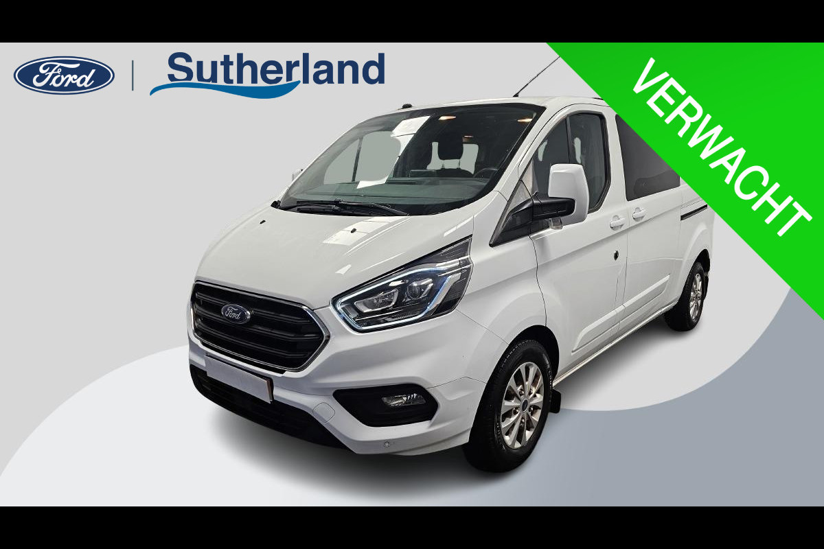 Ford Transit Custom 340 2.0 TDCI L2H1 Limted | 170pk Automaat | Dubbele Cabine | DC | Dubbele Schuifdeur incl. privacy glass | Standkachel | Stoelverwarming | Xenon Koplampen | Trekhaak | Camera