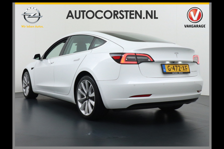 Tesla Model 3 Long Range 75 kWh 463PK FSD-vb.19" Premium-Audio 4wd AutoPilot Pano.dak Camera Leer Adaptive-Cruise+Stop&Go  PDC-A+Voor Wifi Ecc Veel grip door AWD vierwielaandrijving.  Origineel Nederlandse auto ! 1e eigenaar 61k nieuw