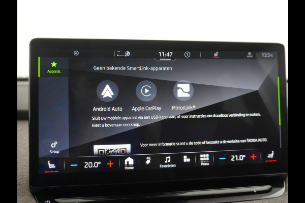 Škoda ENYAQ iV 60 First Edition Apple Carplay Android Auto Navi Ecc Elec.Stoel met memory Adaptieve Cruise Control Camera Keyless Led Pdc Dab Stoelverwarming Bluetooth Dodehoek detector Draadloze tel.lader Lmv 20" Rijstrooksensor Regen-Lichtsensor Origineel Nederlandse Auto