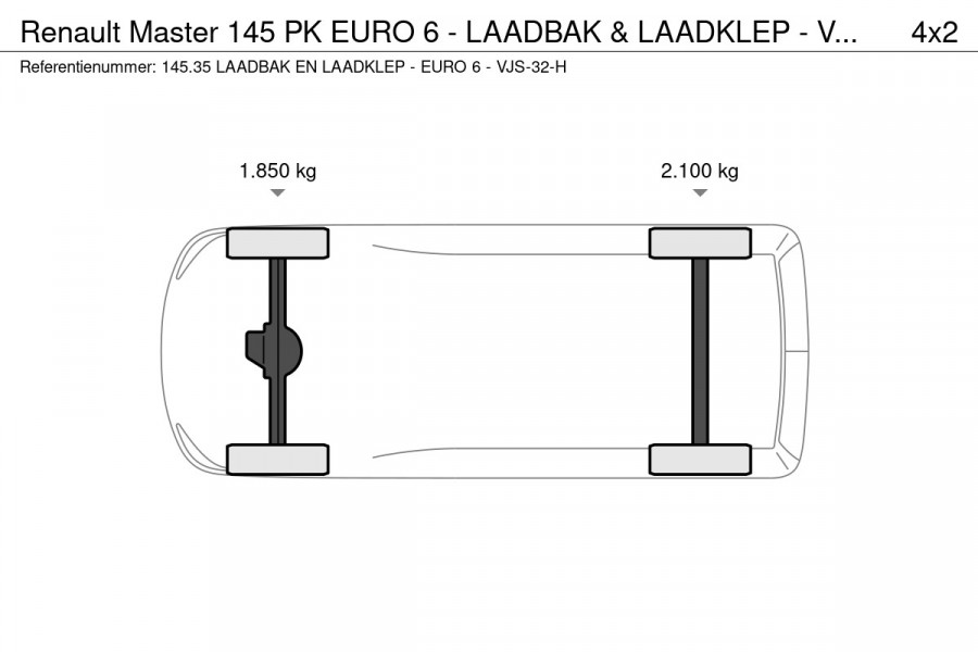 Renault Master 145 PK EURO 6 - LAADBAK & LAADKLEP - VJS-32-H