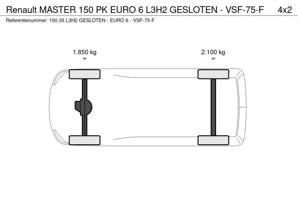 Renault Master 150 PK EURO 6 L3H2 GESLOTEN - VSF-75-F