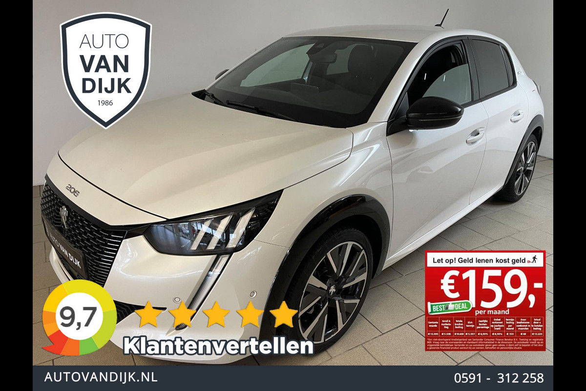 Peugeot 208 1.2 PureTech GT-Line AIRCO NAVI CRUISE BLUETOOTH APPLE CARPLAY LED VERLICHTING ZWARTE HEMEL PARELMOER WIT NIEUWSTAAT