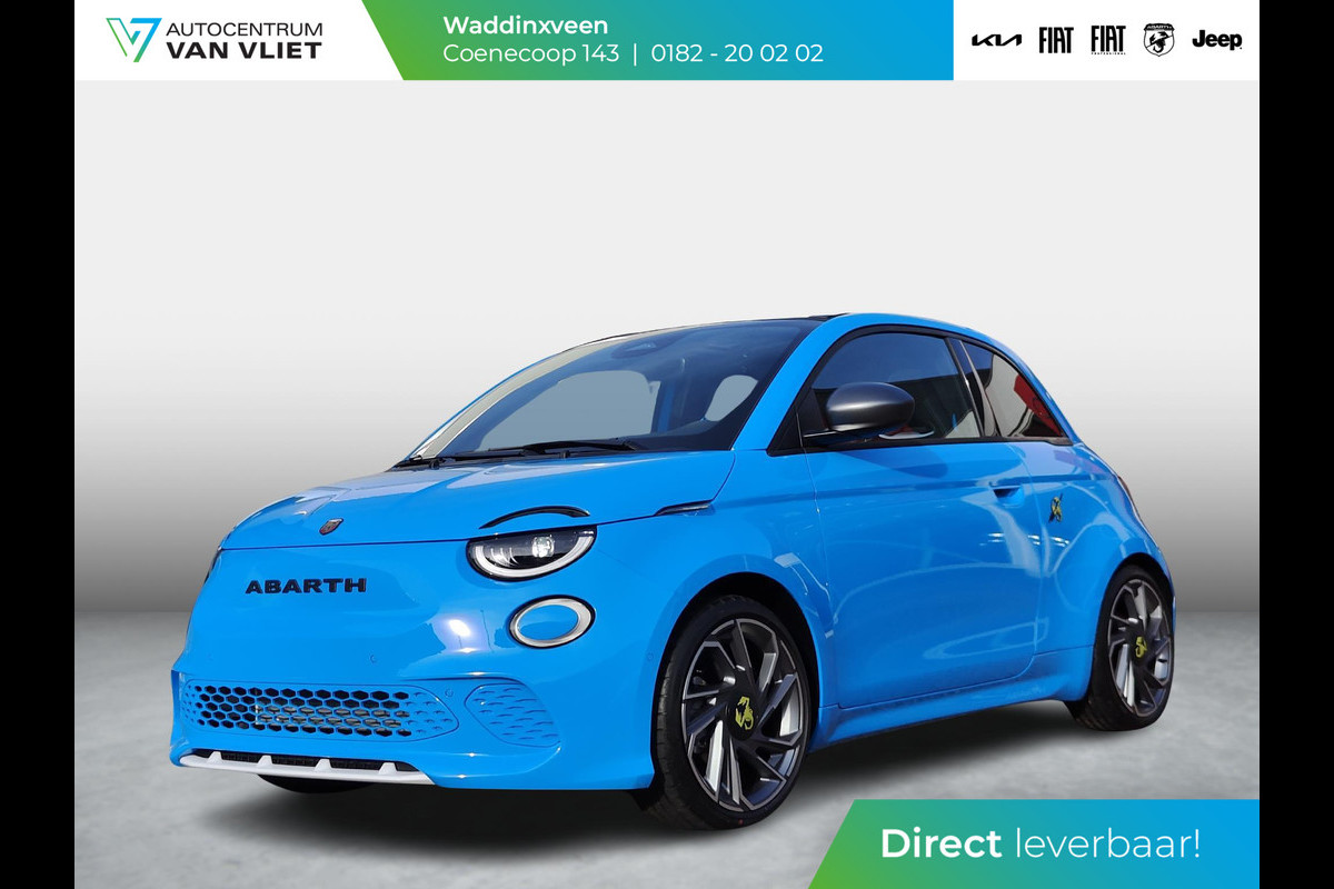 Abarth 500e 42 kWh Scorpionissima 155pk | Beschikbaar in overleg | Cabrio | Clima | Keyless | Camera | LED | JBL | 18" | Alcantara | Navi | Stoelverwarming | 1 van 1949 | Apple Carplay |