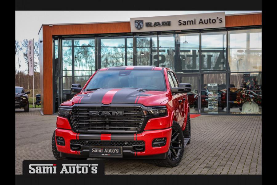 Dodge Ram 2025 NIGHT PREMIUM | BOM VOL + 14.4 INCH SCHERM + LUCHTVERING + HUD | HURRICANE 420PK 636 Nm | PRIJS MET LPG EN COVER EN GARANTI DUBBELE CABINE | PICK UP | 5 PERSOONS | DC | GRIJSKENTEKEN | PR4 FLAME RED | VOORRAAD NR 2234 - 4995