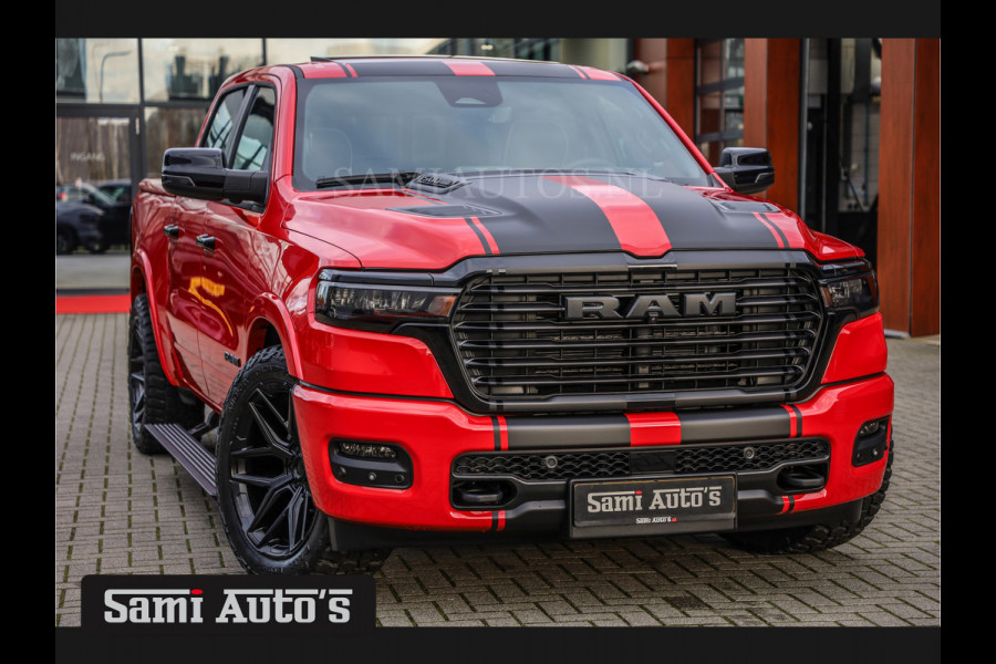 Dodge Ram 2025 NIGHT PREMIUM | BOM VOL + 14.4 INCH SCHERM + LUCHTVERING + HUD | HURRICANE 420PK 636 Nm | PRIJS MET LPG EN COVER EN GARANTI DUBBELE CABINE | PICK UP | 5 PERSOONS | DC | GRIJSKENTEKEN | PR4 FLAME RED | VOORRAAD NR 2234 - 4995