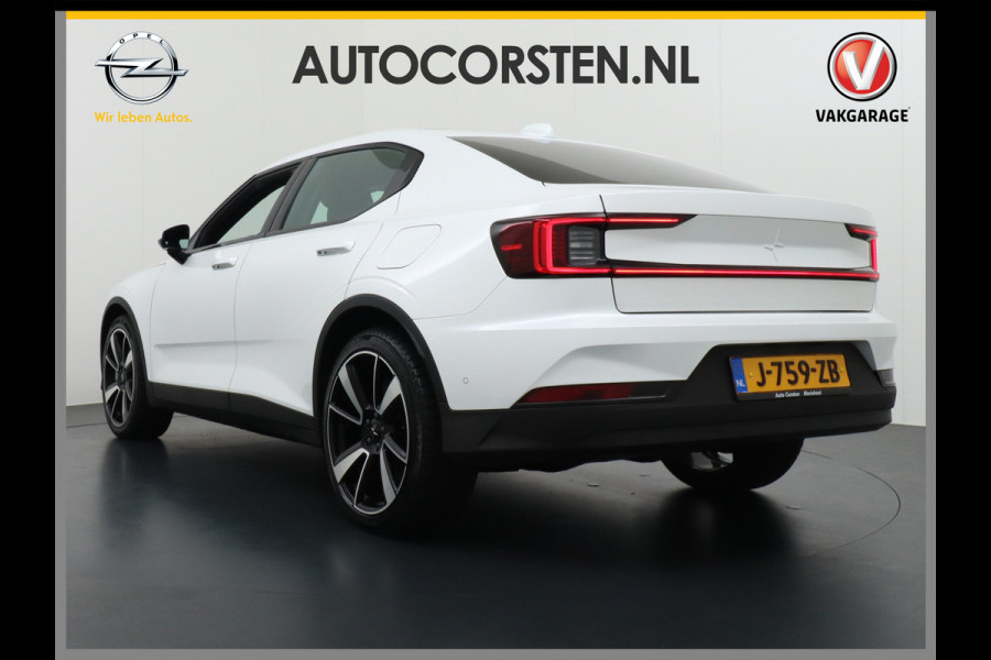 Polestar 2 AUT. 408pk Long Range Dual Motor 78kWh AutoPilot 20" Panoramadak Sleutel-loos(TelefoonSleutel) (voorverwarming)Electr.Stoelen+Ve Phone-Connect 1500kg-trekvermogen 660Nm! OnePedal drive Winterpakket Licht+Zichtpakket 61.000 nieuw!! EBD RemAssist Virtual-Cockpit digiDash Uitparkeer waarschuwing Botswaarsc.syst. Autonoom-Rem Noodrem ESP TCS Hill-Assist Lane Assist Pre-Crash-Syst. Emergency-Call Keyless Ecc tot 150kw snell