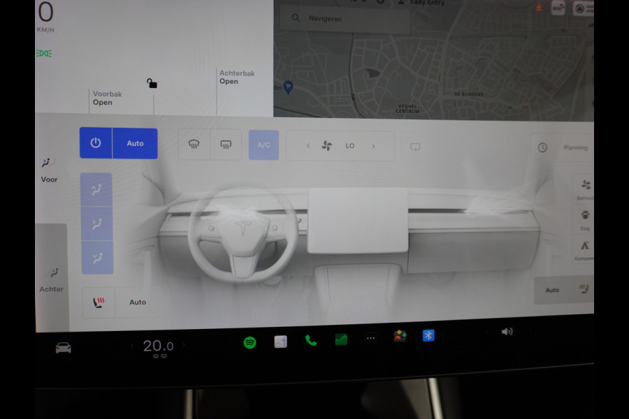 Tesla Model 3 SR+60kWh 326PK AutoPilot FSD-v.b Premium-Luidsprekers Leer PanoDak Adaptive cruise 18" Camera's Elektr.-Stuur+Stoelen+Spiegels+G Ecc Navigatiesysteem full map LED-a+v Comfortstoel(en) ACC Dual-ECC DAB Voorverwarmen interieur via App Keyless via Telefoonsleutel One-Pedal-Drive Orig. nlse auto  1e eigenaar Slechts 1584kg (Lichtste Tesla)