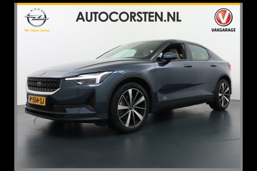 Polestar 2 LEDER Pano-dak Apple Carplay Android Camera Park Assist PDC-a+v Adaptive-LED-Pixel Navi Ecc Keyless Stuur+Stoelverwarmd-v+a +Ele Connected-Drive Google Youtube WiFi-vb Single Motor Bluetooth Connected Verkeersbord detectie Rijstrooksensor met correctie Warmtepomp 1.500 Kg Trekvermogen Orig.NLse auto 55.000 nieuw!