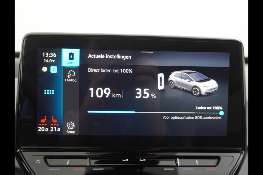 Volkswagen ID.3 AUT. 204pk 58kWh Adap.Cruise Apple Carplay Android Mirror Link 19" Matrix led IQ-.Drive Auto-Pilot Navi-discover-Pro Ecc Camera  Vermoeidheids herkenning Rijstrooksensor Bluetooth Keyless DAB Pdc Usb 19''LM Achteropkomend verkeer waarschuwing Orig.NLse Auto Dealer-Onderhouden 43.000 nieuw!