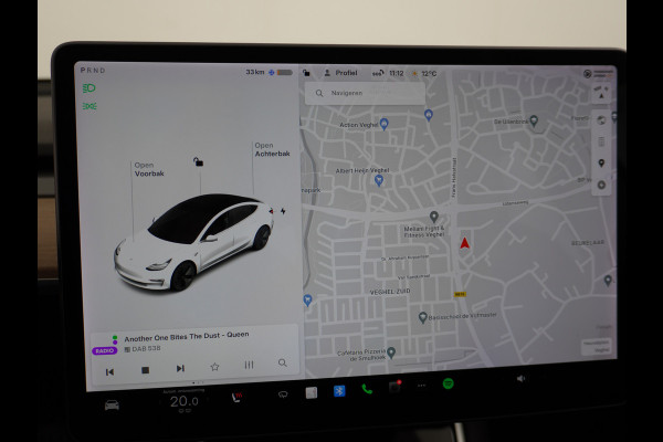 Tesla Model 3 SR+60kWh 326PK AutoPilot FSD-v.b Premium-Luidsprekers Leer PanoDak Adaptive cruise 18" Camera's Elektr.-Stuur+Stoelen+Spiegels+G Ecc Navigatiesysteem full map LED-a+v Comfortstoel(en) ACC Dual-ECC DAB Voorverwarmen interieur via App Keyless via Telefoonsleutel One-Pedal-Drive Orig. nlse auto  1e eigenaar Slechts 1584kg (Lichtste Tesla)