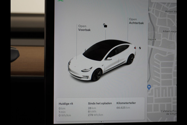 Tesla Model 3 SR+60kWh 326PK AutoPilot FSD-v.b Premium-Luidsprekers Leer PanoDak Adaptive cruise 18" Camera's Elektr.-Stuur+Stoelen+Spiegels+G Ecc Navigatiesysteem full map LED-a+v Comfortstoel(en) ACC Dual-ECC DAB Voorverwarmen interieur via App Keyless via Telefoonsleutel One-Pedal-Drive Orig. nlse auto  1e eigenaar Slechts 1584kg (Lichtste Tesla)