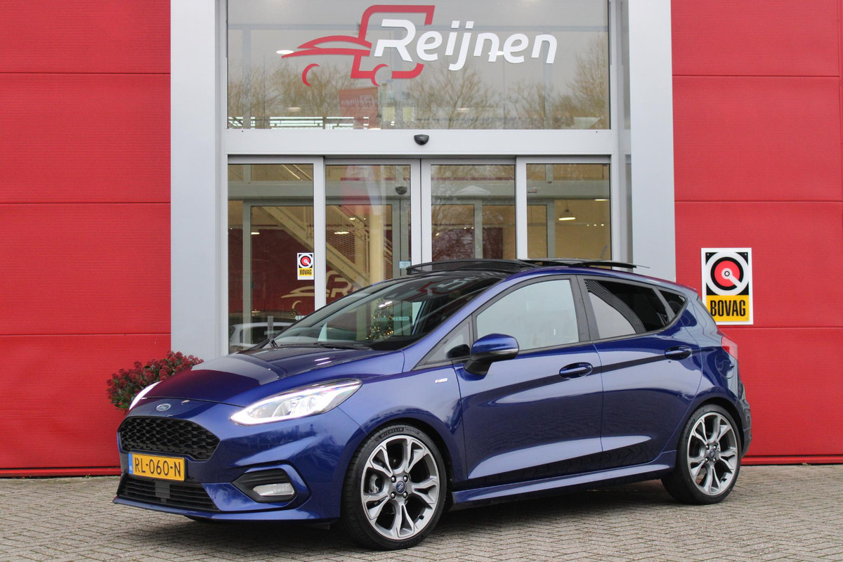 Ford Fiesta 1.0 100PK ST-LINE | PANORAMISCH SCHUIF/KANTEL DAK | TREKHAAK | CLIMATE CONTROL | VOORRUIT VERWARMING | LICHTMETALEN VELGEN 18" | LIGHT UPGRADE PACK | CRUISE CONTROL | DAB+ RADIO | LANE ASSIST | NAVIGATIE |