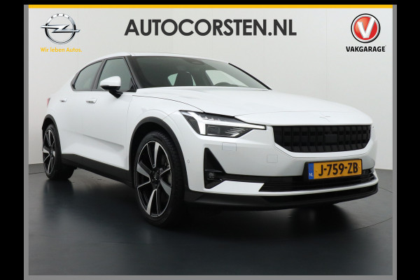 Polestar 2 AUT. 408pk Long Range Dual Motor 78kWh AutoPilot 20" Panoramadak Sleutel-loos(TelefoonSleutel) (voorverwarming)Electr.Stoelen+Ve Phone-Connect 1500kg-trekvermogen 660Nm! OnePedal drive Winterpakket Licht+Zichtpakket 61.000 nieuw!! EBD RemAssist Virtual-Cockpit digiDash Uitparkeer waarschuwing Botswaarsc.syst. Autonoom-Rem Noodrem ESP TCS Hill-Assist Lane Assist Pre-Crash-Syst. Emergency-Call Keyless Ecc tot 150kw snell