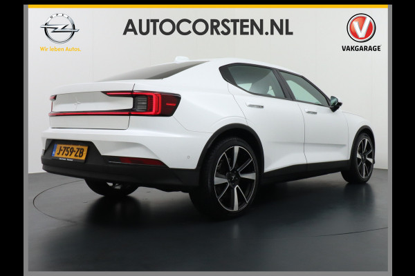 Polestar 2 AUT. 408pk Long Range Dual Motor 78kWh AutoPilot 20" Panoramadak Sleutel-loos(TelefoonSleutel) (voorverwarming)Electr.Stoelen+Ve Phone-Connect 1500kg-trekvermogen 660Nm! OnePedal drive Winterpakket Licht+Zichtpakket 61.000 nieuw!! EBD RemAssist Virtual-Cockpit digiDash Uitparkeer waarschuwing Botswaarsc.syst. Autonoom-Rem Noodrem ESP TCS Hill-Assist Lane Assist Pre-Crash-Syst. Emergency-Call Keyless Ecc tot 150kw snell