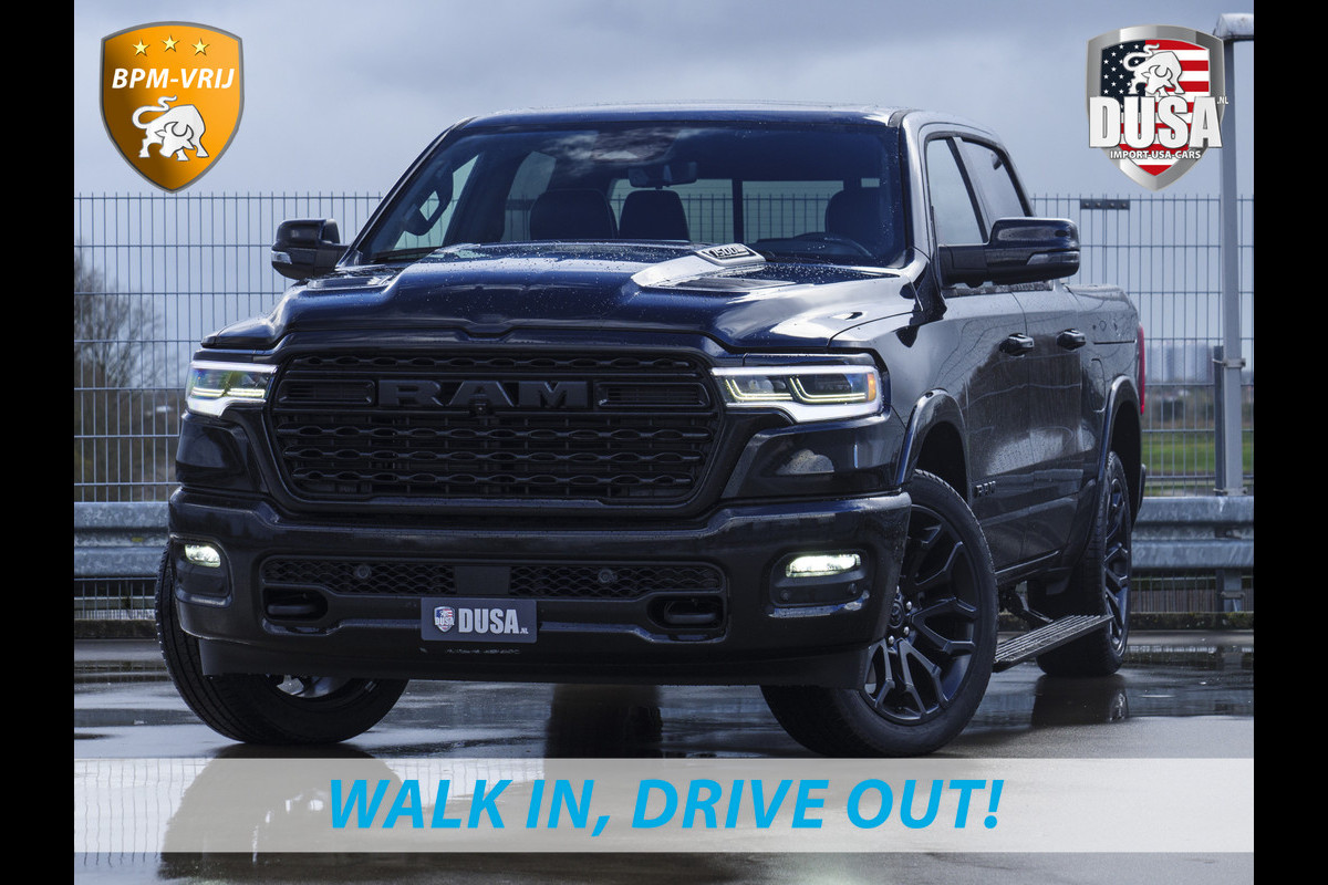 Dodge Ram 1500 | Limited | Night | 3.0L Twin-Turbo I6 | High Output | RAMBOX Passenger Display | 14,4 Touch Screen | Harman Kardon | INCL BPM-VOORDEEL Getoonde accessoires zijn verkrijgbaar tegen meerprijs