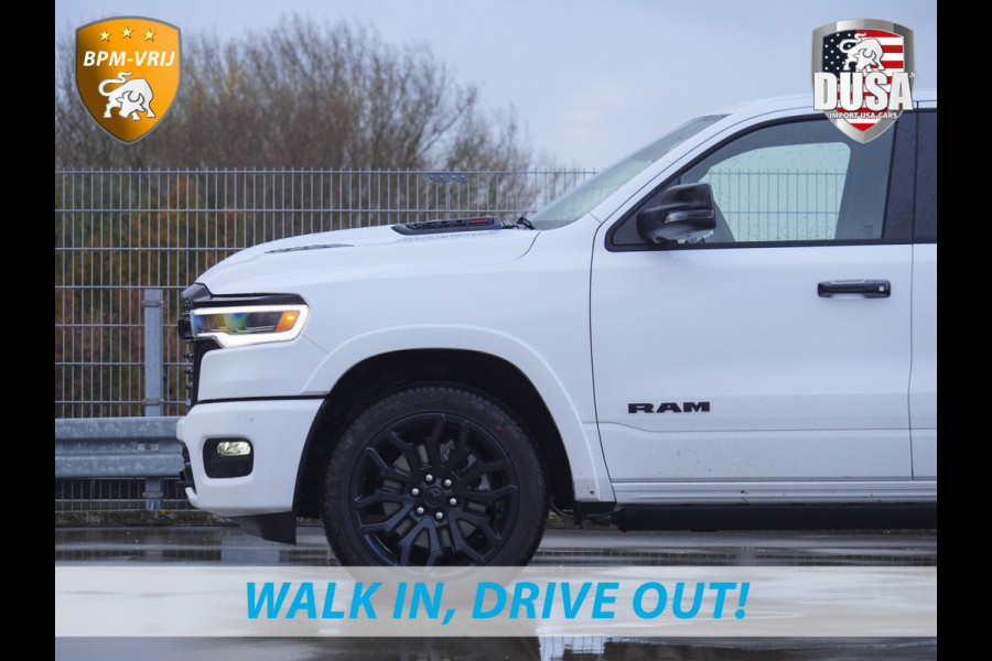 Dodge Ram | 1500 | Limited | Night | 3.0L Twin-Turbo I6 | High Output | RAMBOX Passenger Display | 14,4 Touch Screen | Harman Kardon | INCL BPM-VOORDEEL Getoonde accessoires zijn verkrijgbaar tegen meerprijs