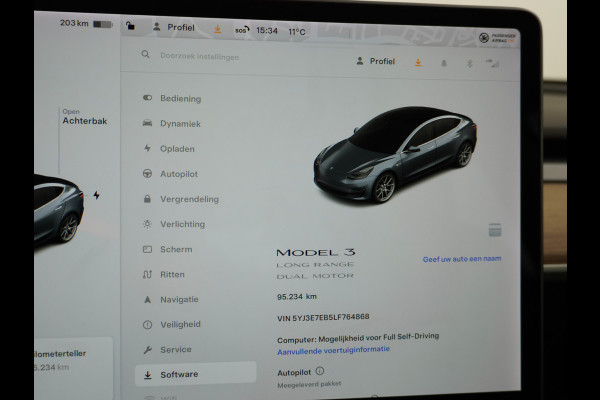 Tesla Model 3 Long Range 2020 75kWh 463PK Full Self Driving Computer Telefoon-Sleutel Premium Audio 4wd  18" Lmv AutoPilot Panoramadak Camera' Stoel en achterbank verwarming Keyless Electr.Stoelen+Memory+Easy-Entry WiFi Origineel Nederlandse auto Grootste accu, Tot 16,5kwh thuis laden.