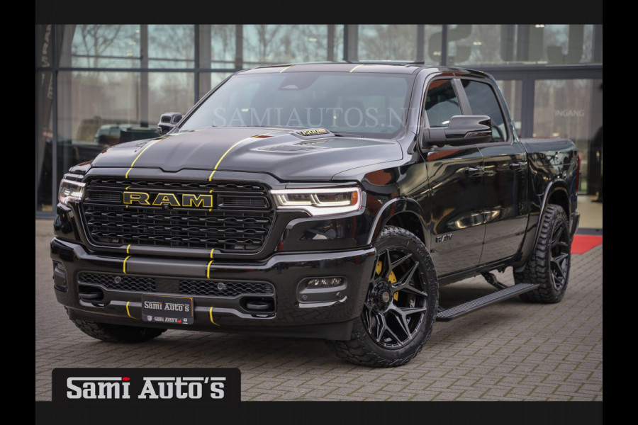 Dodge Ram 1500 LIMITED NIGHT HIGH OUTPUT | DE MEEST LUXUEUZE PICK UP | H.O 540PK 706 Nm 2025 | XB9 | MASSAGE | BOM VOL | CREW CAB | DUBBELE CABINE | GRIJSKENTEKEN | 5 PERSOONS | VOORRAAD NR 2337 - 7694