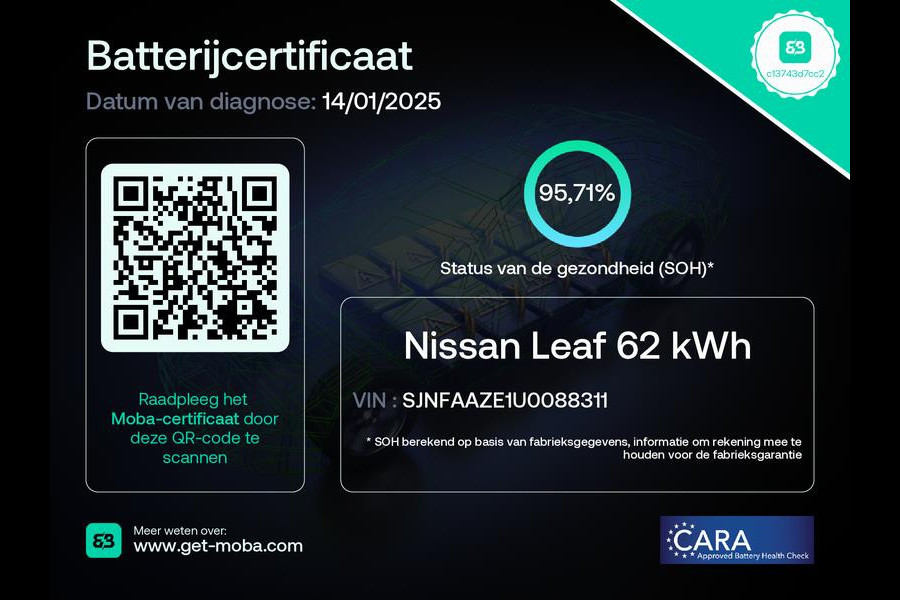 Nissan Leaf E+ Tekna 62 kWh / 96% SOH / Leer / Adaptive cruise / Navi / Bose / Ned Auto / NAP / MCC / Gouda