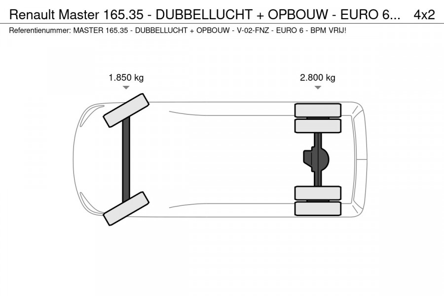 Renault Master 165.35 - DUBBELLUCHT + OPBOUW - EURO 6 - V-02-FNZ - BPM VRIJ!