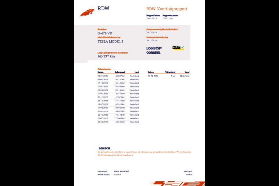 Tesla Model 3 Long Range AWD 75 kWh 89% SOH Trekhaak (1.000kg)