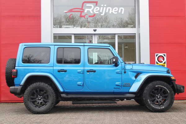 Jeep Wrangler Unlimited 4xe 380PK 80th ANNIVERSARY | W TEC EXTREME WHEELS | NAVIGATIE | APPLE CARPLAY/ANDROID AUTO | ACHTER/VOOR CAMERA | TREKHAAK | UITNEEMBARE DAKPLATEN | LEDEREN BEKLEDING | STOEL/STUUR VERWARMING | LED KOPLAMPEN | ADAPTIVE CRUISE CONTROL | TREE PLANKEN |