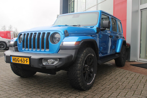 Jeep Wrangler Unlimited 4xe 380PK 80th ANNIVERSARY | W TEC EXTREME WHEELS | NAVIGATIE | APPLE CARPLAY/ANDROID AUTO | ACHTER/VOOR CAMERA | TREKHAAK | UITNEEMBARE DAKPLATEN | LEDEREN BEKLEDING | STOEL/STUUR VERWARMING | LED KOPLAMPEN | ADAPTIVE CRUISE CONTROL | TREE PLANKEN |