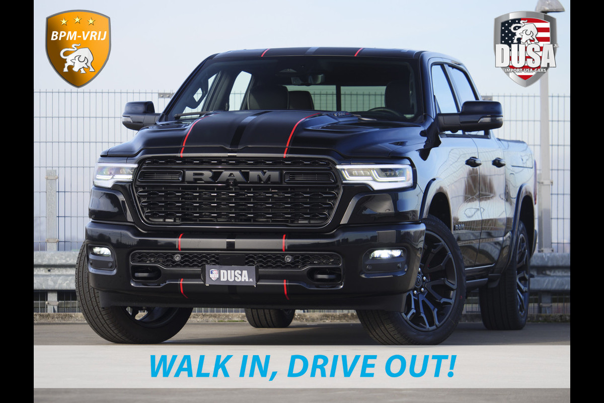 Dodge Ram | 1500 | Limited | Night | 3.0L Twin-Turbo I6 | High Output | RAMBOX Passenger Display | 14,4 Touch Screen | Harman Kardon | INCL BPM-VOORDEEL Getoonde accessoires zijn verkrijgbaar tegen meerprijs