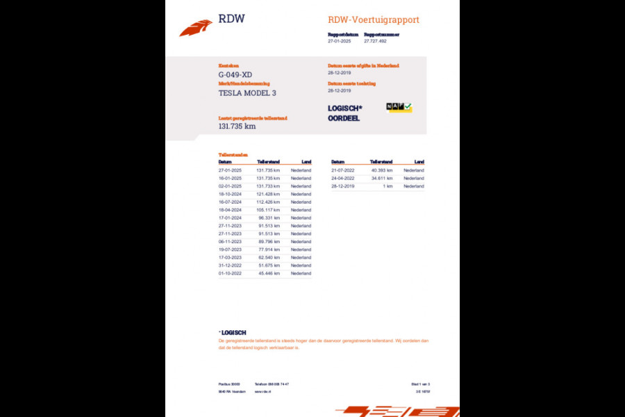 Tesla Model 3 Long Range AWD 75 kWh 85% SOH Trekhaak (1.000kg)