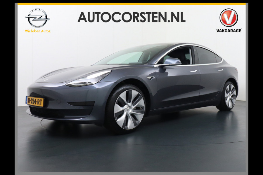 Tesla Model 3 SR+60kWh 326PK Privacy-Glass 19" AutoPilot FSD-computer-3 Premium-Luidsprekers Leer PanoDak Adaptive cruise Camera's Elektr.-Stu Ecc Navigatiesysteem full map LED-a+v Comfortstoel(en) ACC Dual-ECC DAB Voorverwarmen interieur via App Keyless via Telefoonsleutel One-Pedal-Drive Orig. Nederlandse Auto