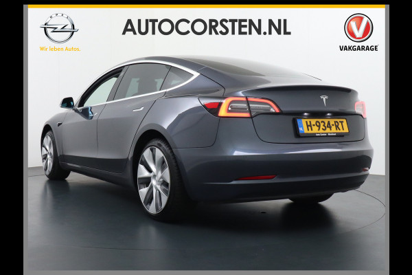 Tesla Model 3 SR+60kWh 326PK Privacy-Glass 19" AutoPilot FSD-computer-3 Premium-Luidsprekers Leer PanoDak Adaptive cruise Camera's Elektr.-Stu Ecc Navigatiesysteem full map LED-a+v Comfortstoel(en) ACC Dual-ECC DAB Voorverwarmen interieur via App Keyless via Telefoonsleutel One-Pedal-Drive Orig. Nederlandse Auto