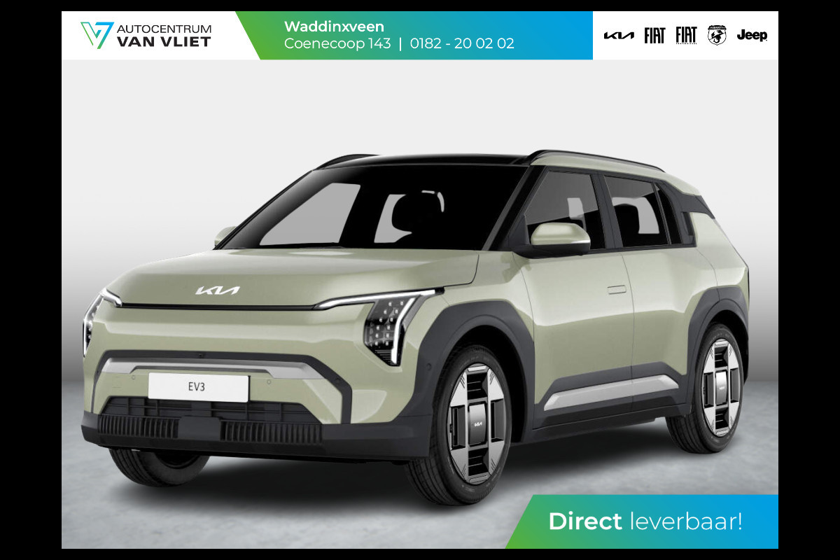 Kia EV3 Air 58.3 kWh | Uit voorraad leverbaar | Navi | 17" | Adapt. Cruise | Clima | PDC | Dakrails | Private Lease € 475,- Actie !