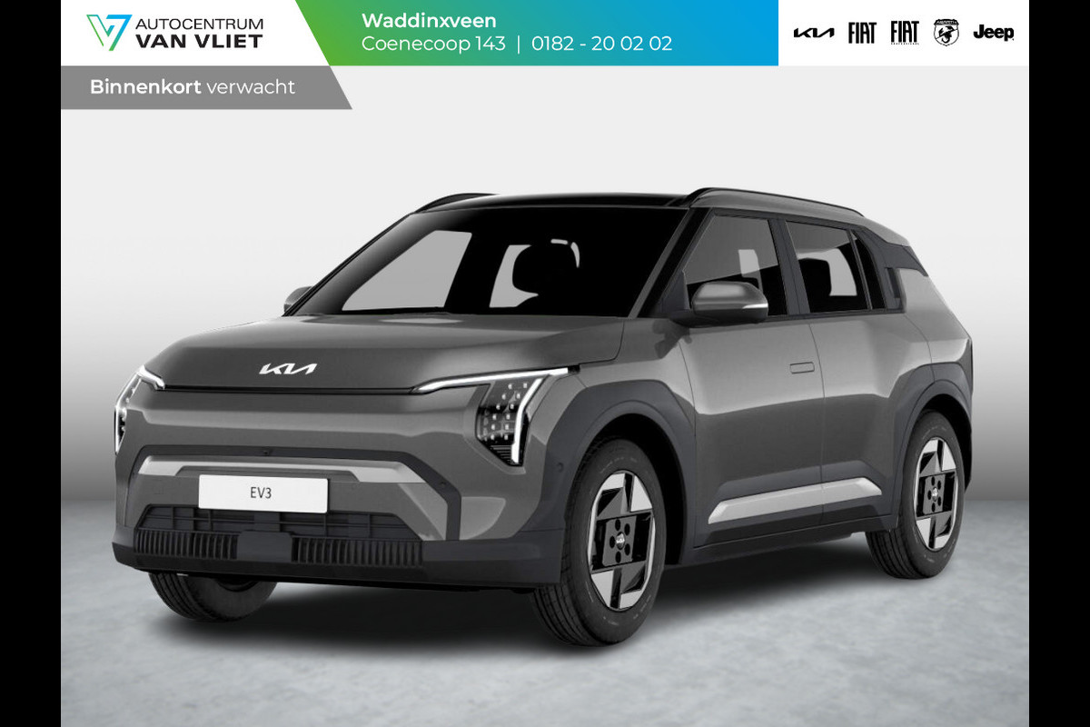 Kia EV3 Plus 58.3 kWh | Levering Juni | Navi | 17" | Adapt. Cruise | Clima | PDC | Dakrails | Stoel&Stuurverw. | Priv Glass | BSM | Private Lease € 516,- Actie !