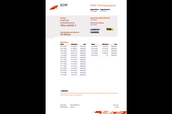 Tesla Model 3 Long Range AWD 75 kWh 85% SOH Trekhaak (1.000kg)